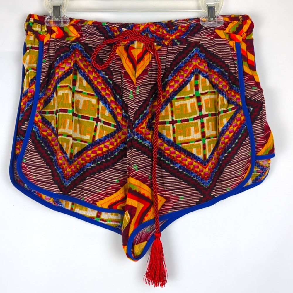 MINKPINK Moroccan Tile Festival Boho Aztec Printed Shorts Size Large